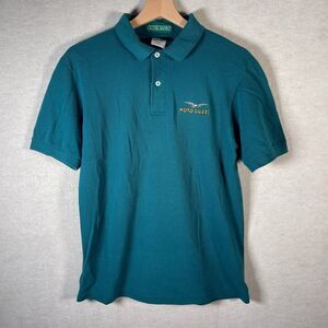 Moto Guzzi Polo Shirt Mens Small Teal Biker Outer Banks 90s Vintage Motorcycle